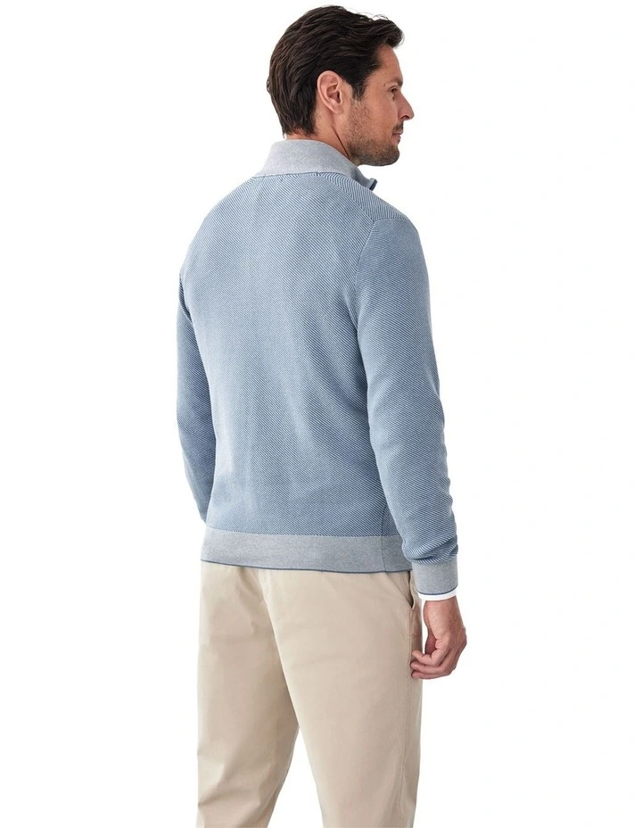 High Flex Twill Half Zip Knit Jumper in Steel image 2