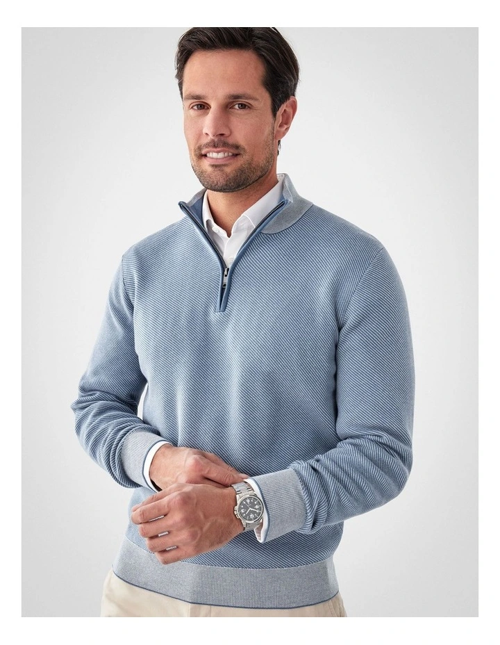 High Flex Twill Half Zip Knit Jumper in Steel image 3