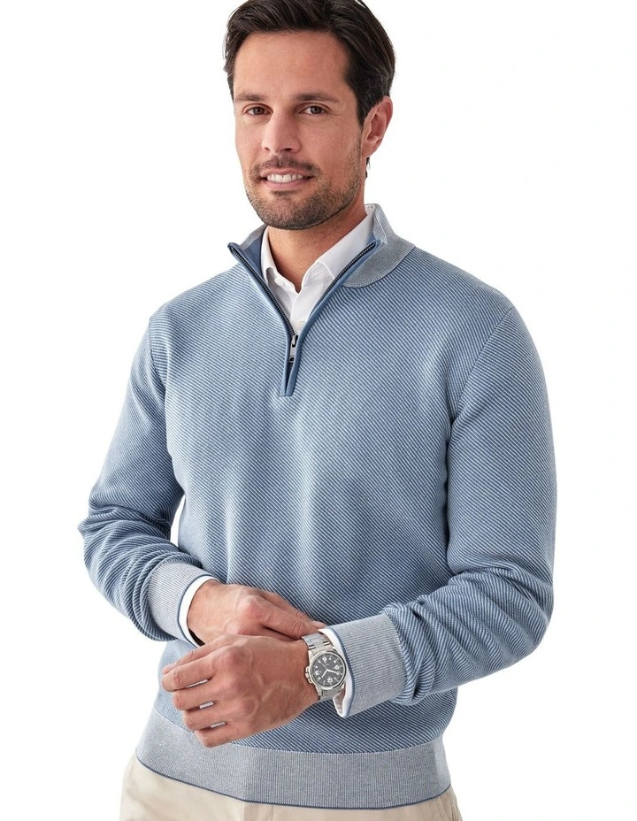 High Flex Twill Half Zip Knit Jumper in Steel image 3