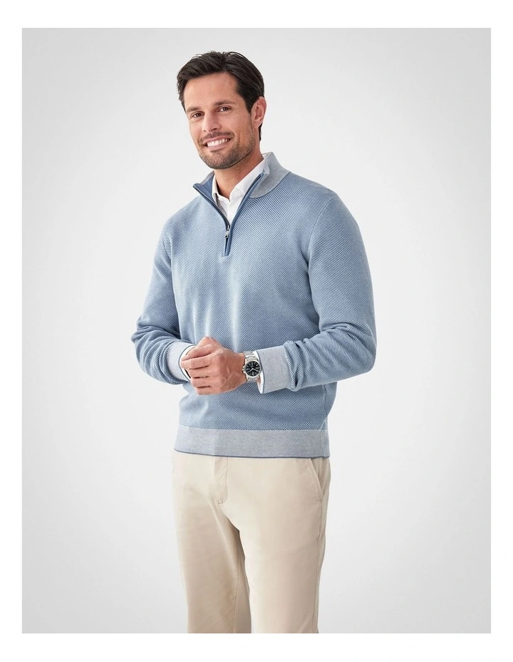 High Flex Twill Half Zip Knit Jumper in Steel image 4