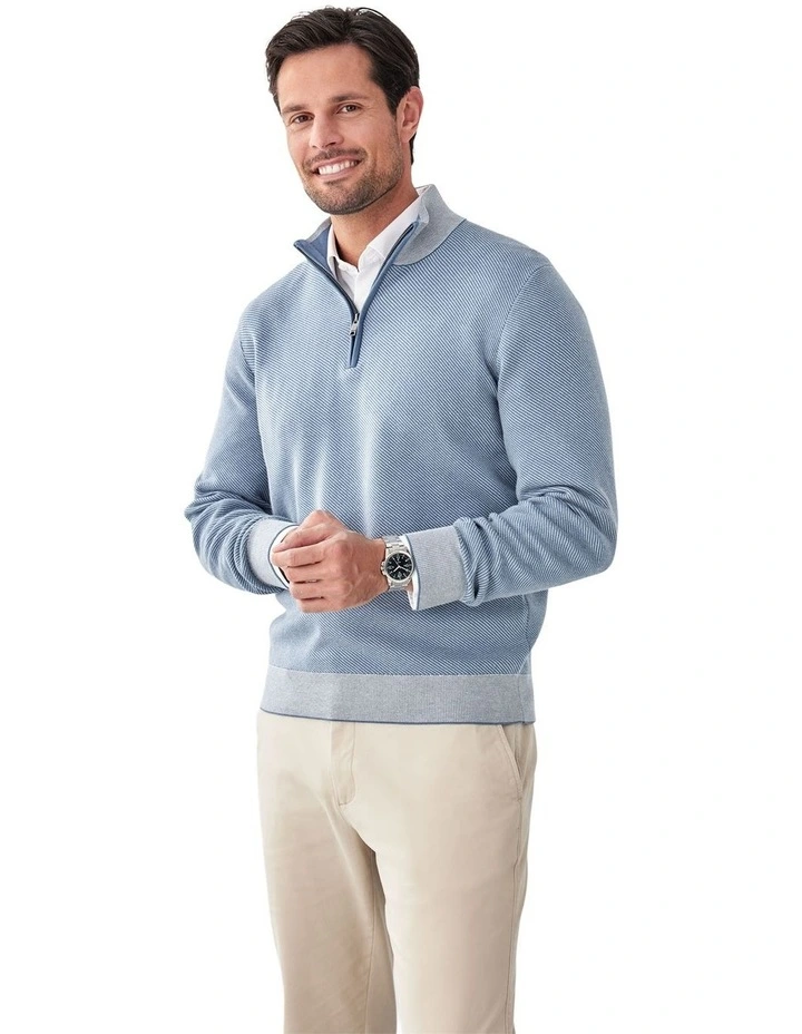 High Flex Twill Half Zip Knit Jumper in Steel image 4