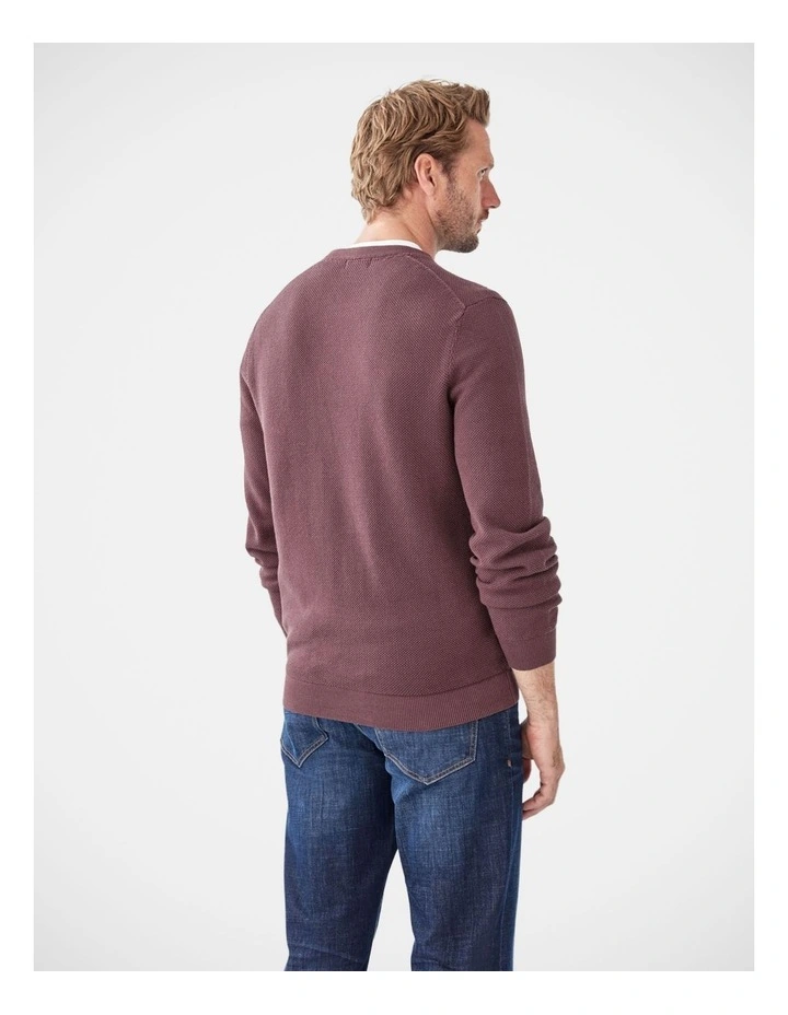 Cotton Textured Crew Neck in Plum image 2