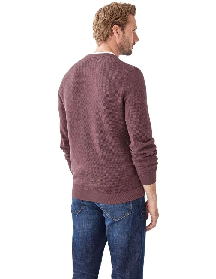 Cotton Textured Crew Neck in Plum image 2