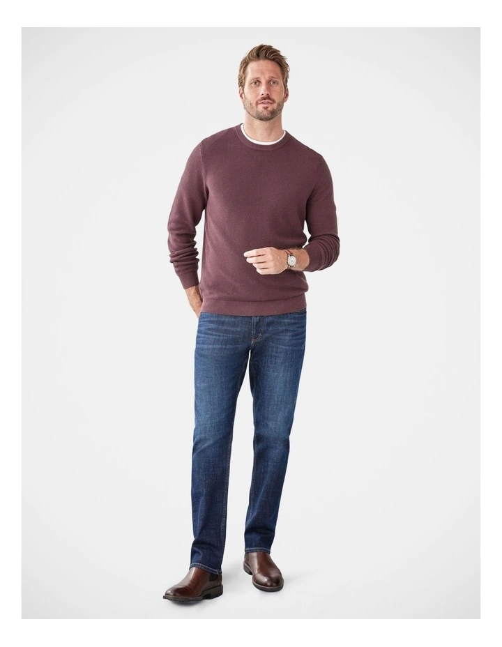 Cotton Textured Crew Neck in Plum image 5