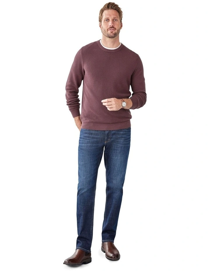 Cotton Textured Crew Neck in Plum image 5