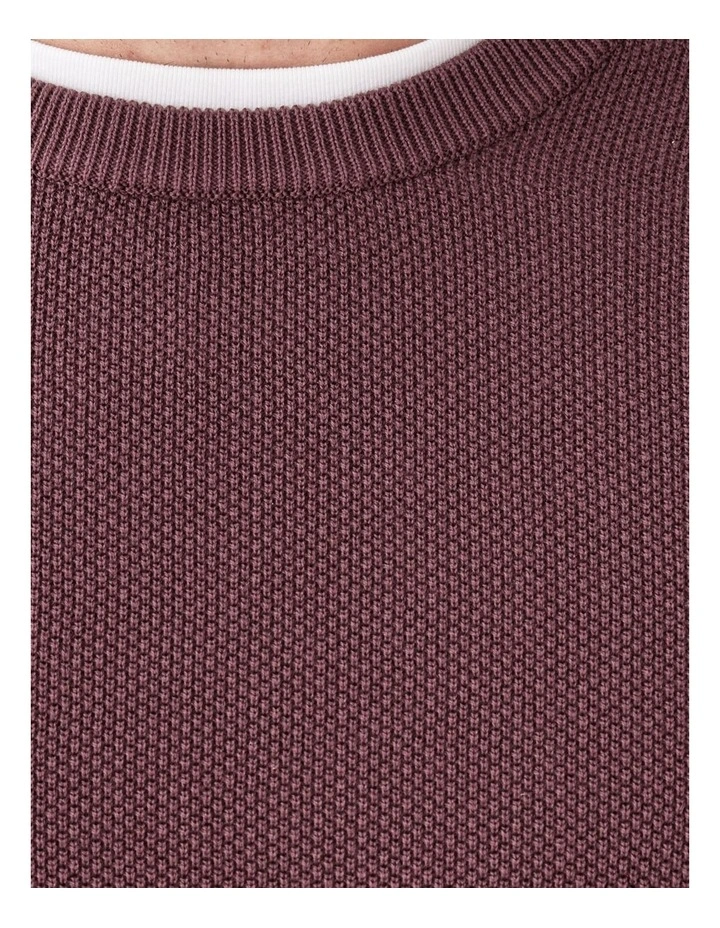 Cotton Textured Crew Neck in Plum image 6