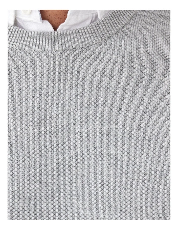 Cotton Textured Crew Knit in Light Grey image 6
