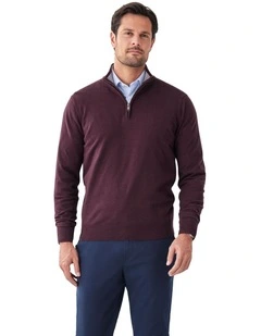 High Flex Half Zip Knit T-shirt in Plum