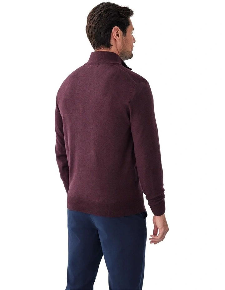 High Flex Half Zip Knit T-shirt in Plum image 2