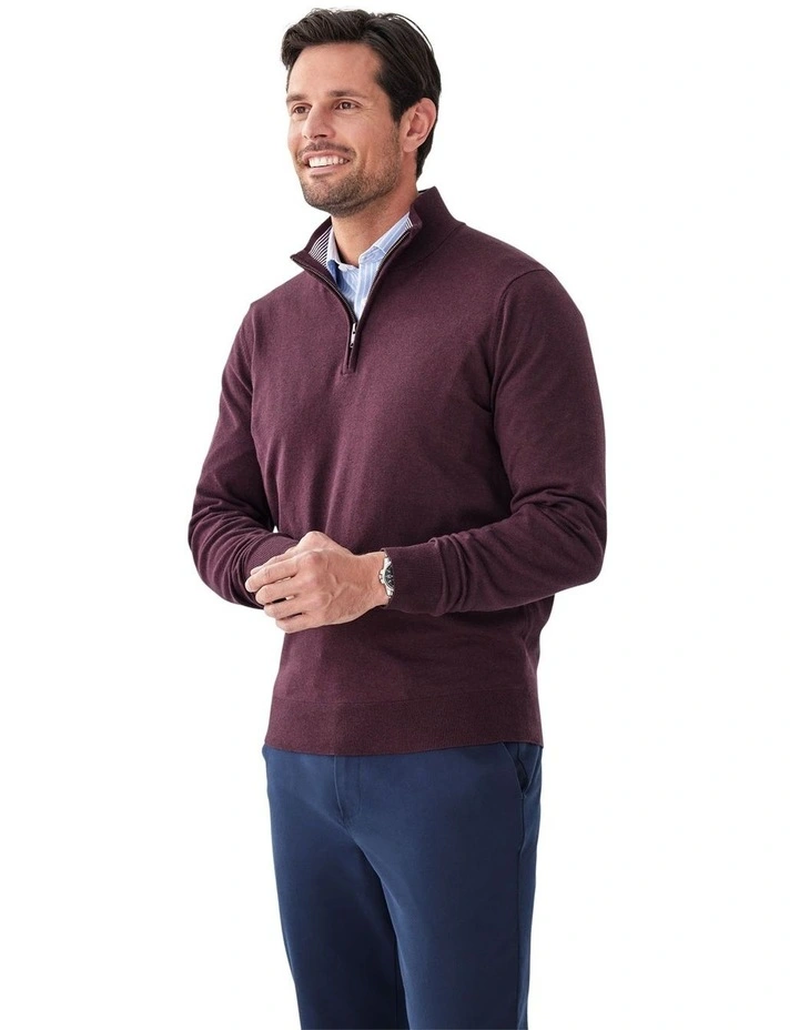 High Flex Half Zip Knit T-shirt in Plum image 4