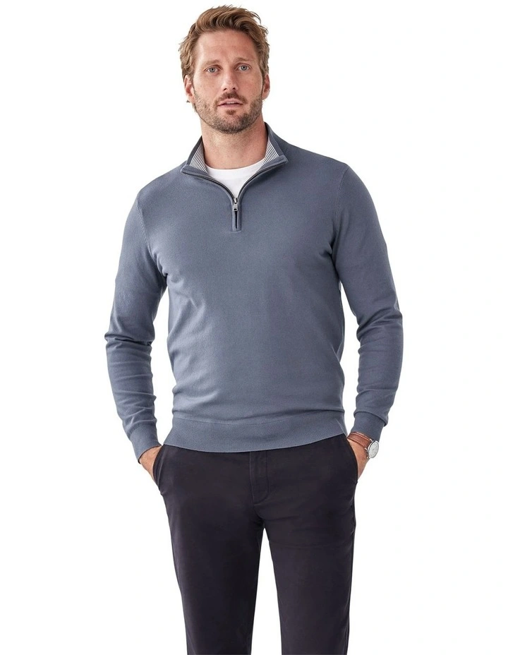 High Flex Half Zip Knit T-shirt in Mid Grey image 1
