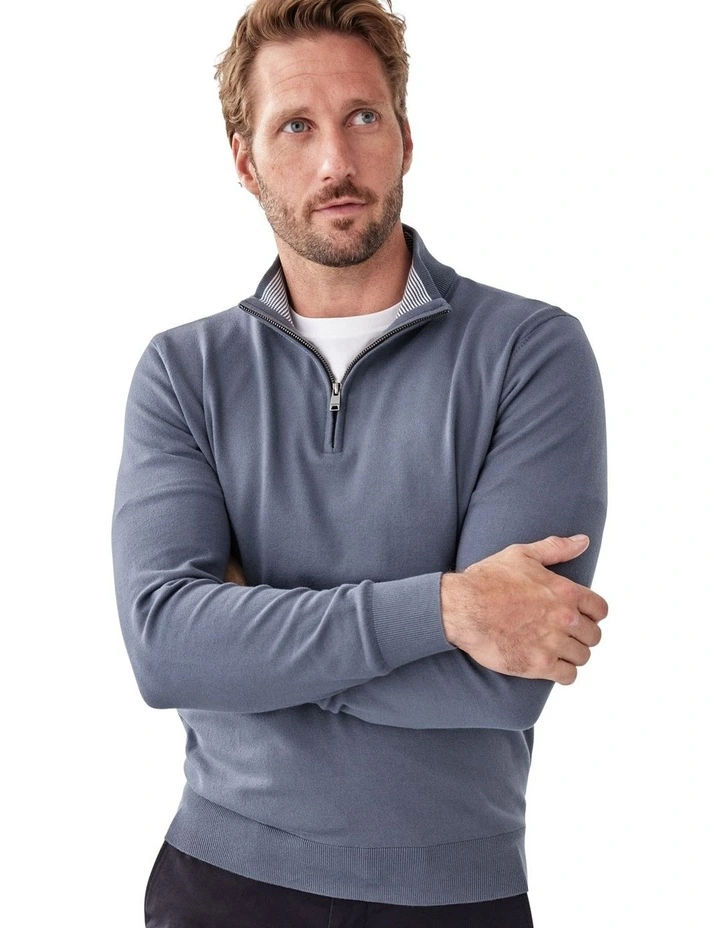 High Flex Half Zip Knit T-shirt in Mid Grey image 3