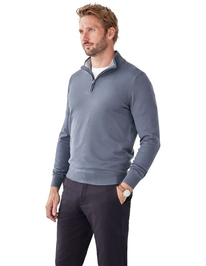 High Flex Half Zip Knit T-shirt in Mid Grey image 4