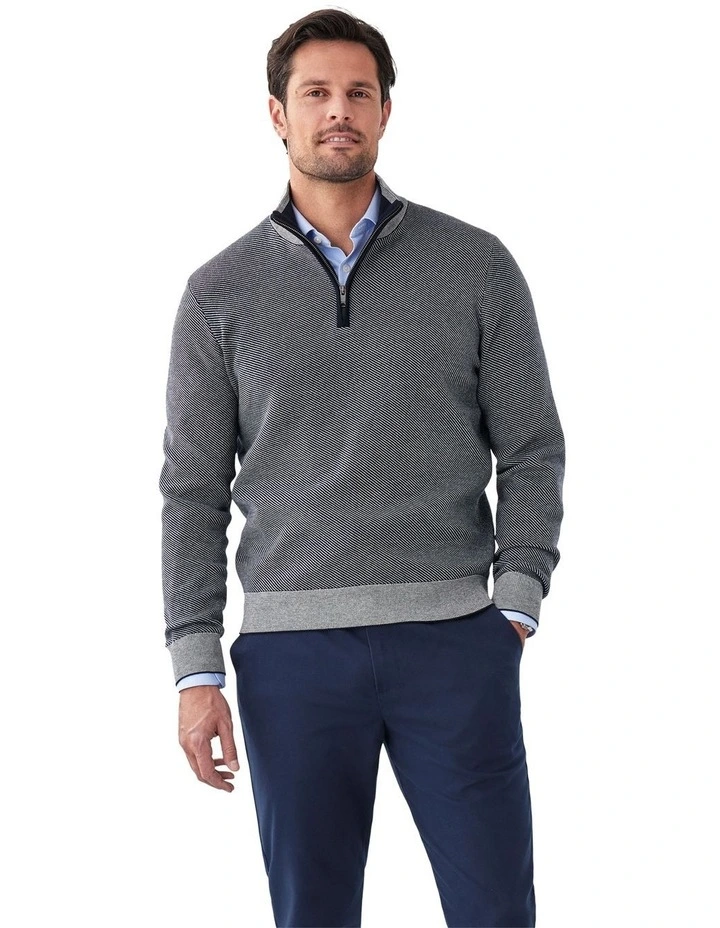 High Flex Twill Half Zip Knit in Navy image 1