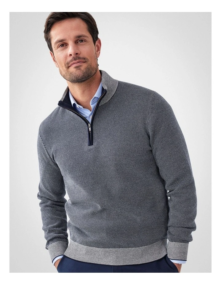 High Flex Twill Half Zip Knit in Navy image 3