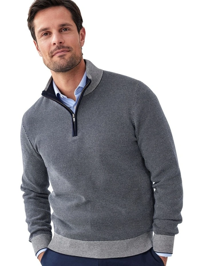 High Flex Twill Half Zip Knit in Navy image 3