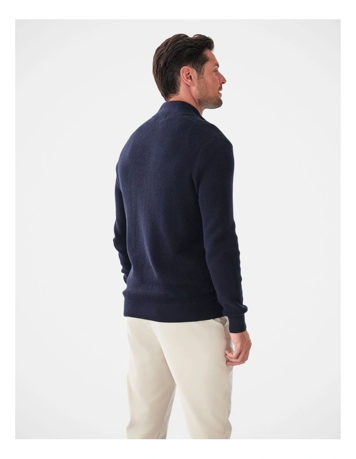 Cotton Waffle Half Zip Navy image 2