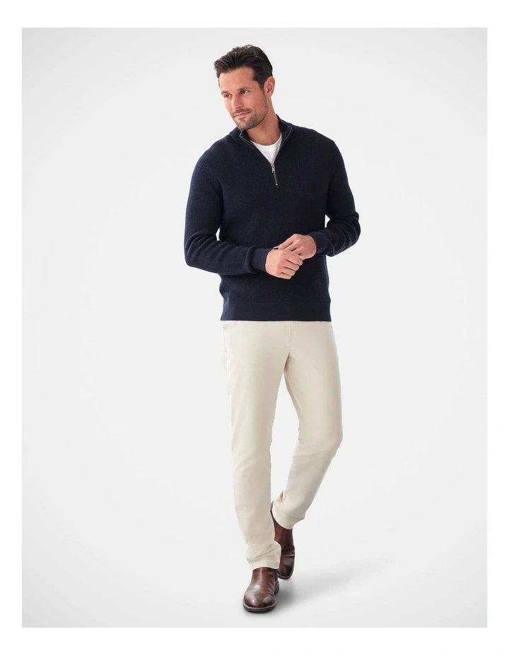 Cotton Waffle Half Zip Navy image 5