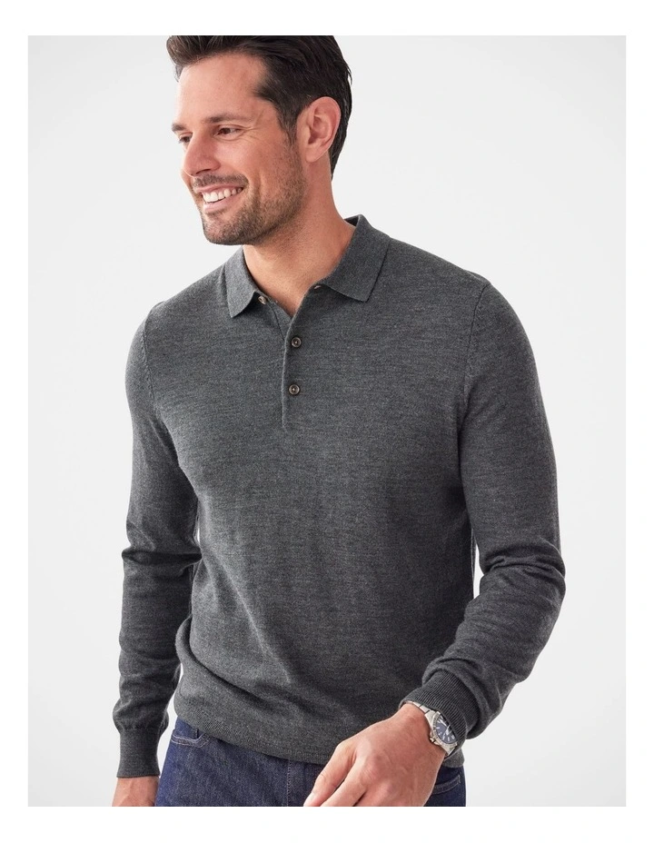 Merino Knit Polo Dark Khaki image 3