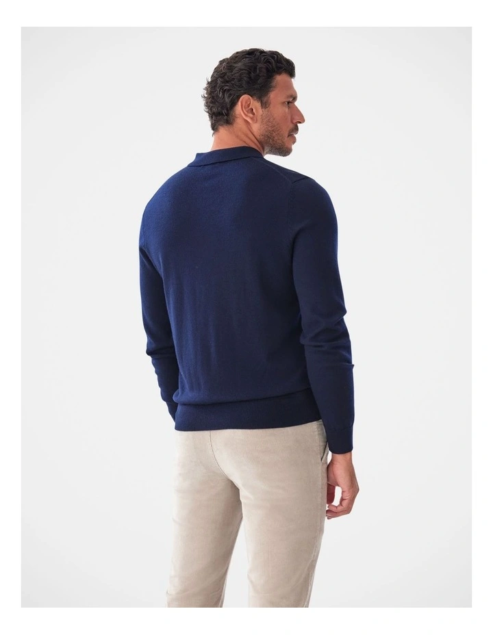 Merino Knit Polo Navy image 2