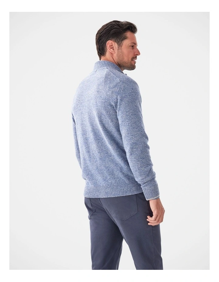 Wool Blend Raglan Half Zip Denim Mix image 2