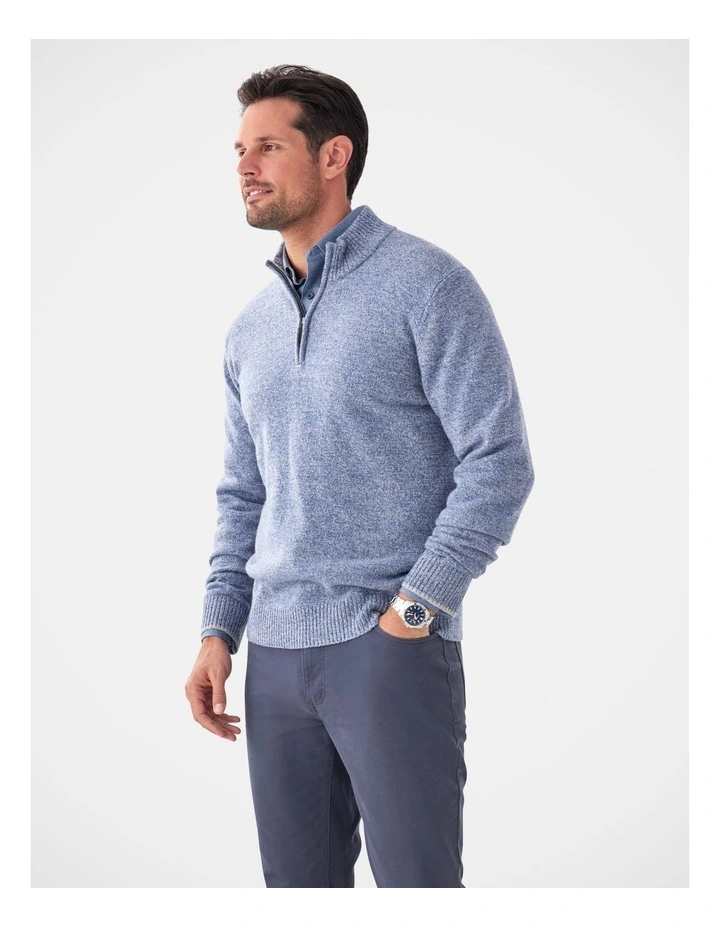 Wool Blend Raglan Half Zip Denim Mix image 4