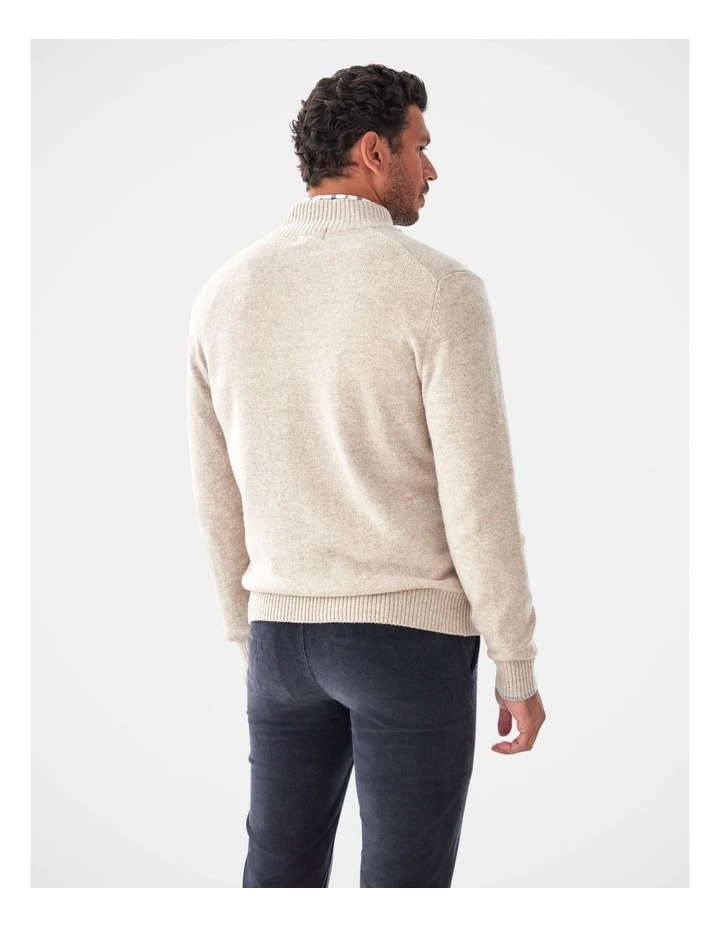 Wool Blend Raglan Half Zip in Taupe image 2