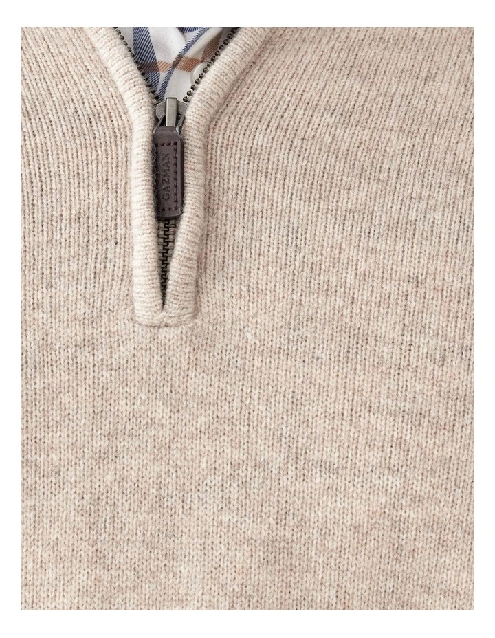 Wool Blend Raglan Half Zip in Taupe image 6