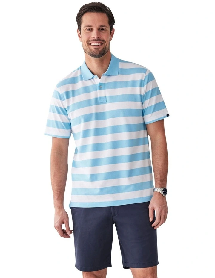 Block Stripe Pique Polo in Sky Blue image 1