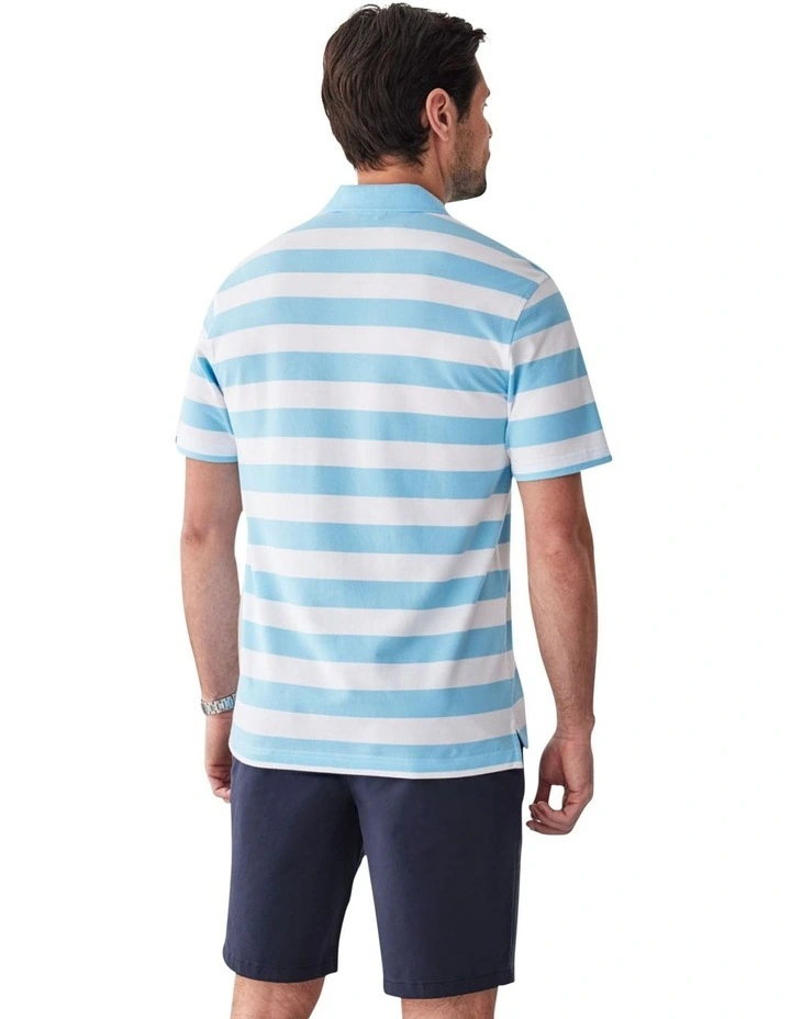 Block Stripe Pique Polo in Sky Blue image 2