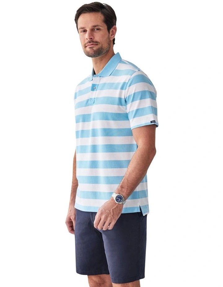 Block Stripe Pique Polo in Sky Blue image 4