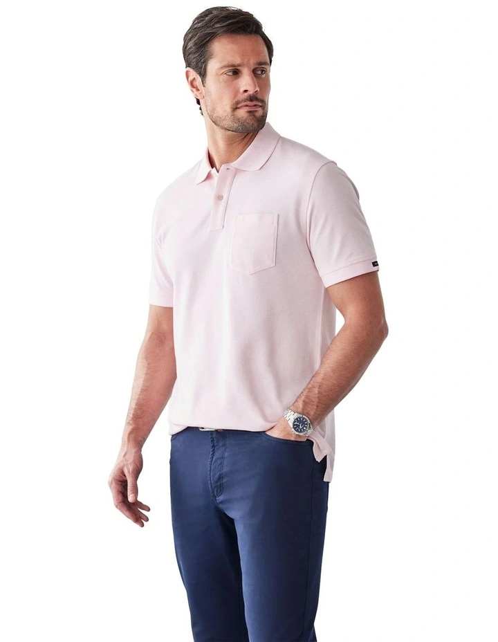 Oxford Pocket Polo in Pale Pink image 3