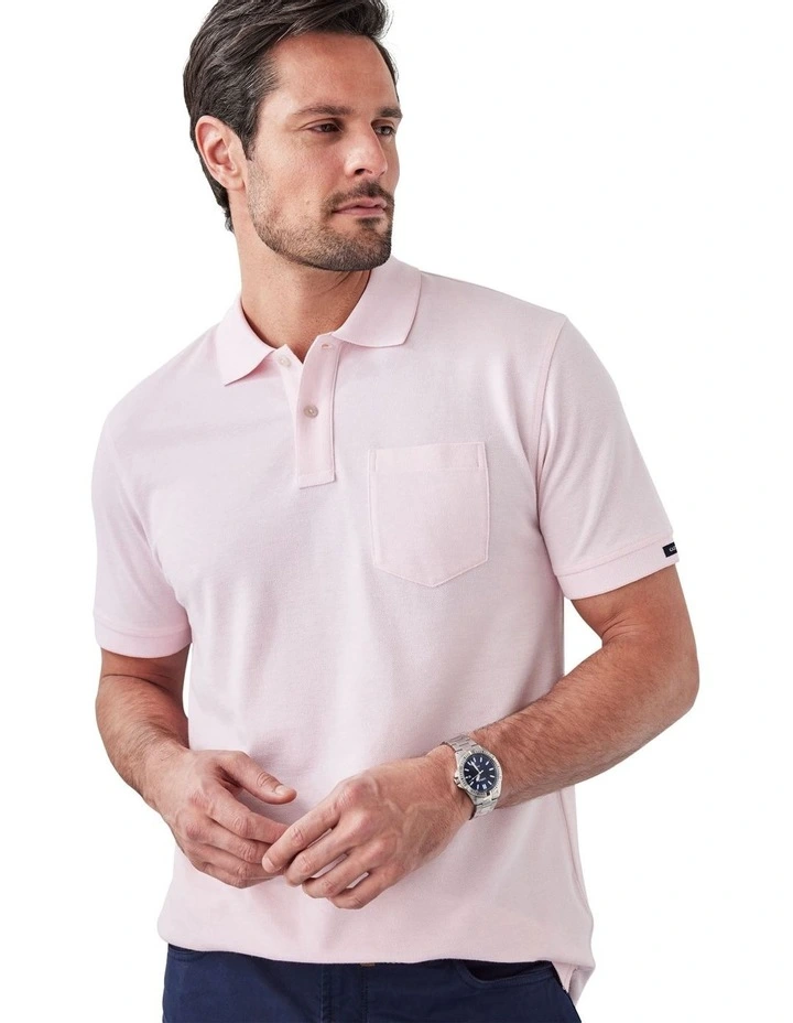 Oxford Pocket Polo in Pale Pink image 4