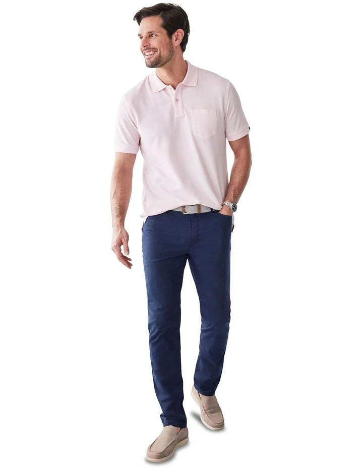 Oxford Pocket Polo in Pale Pink image 5
