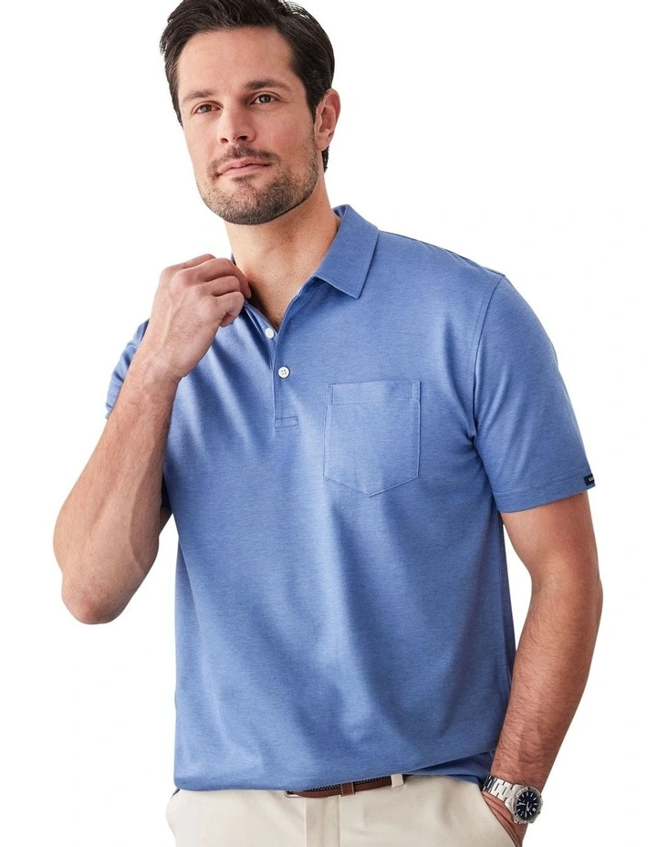 Smart Jacquard Polo Shirt in Blue image 3