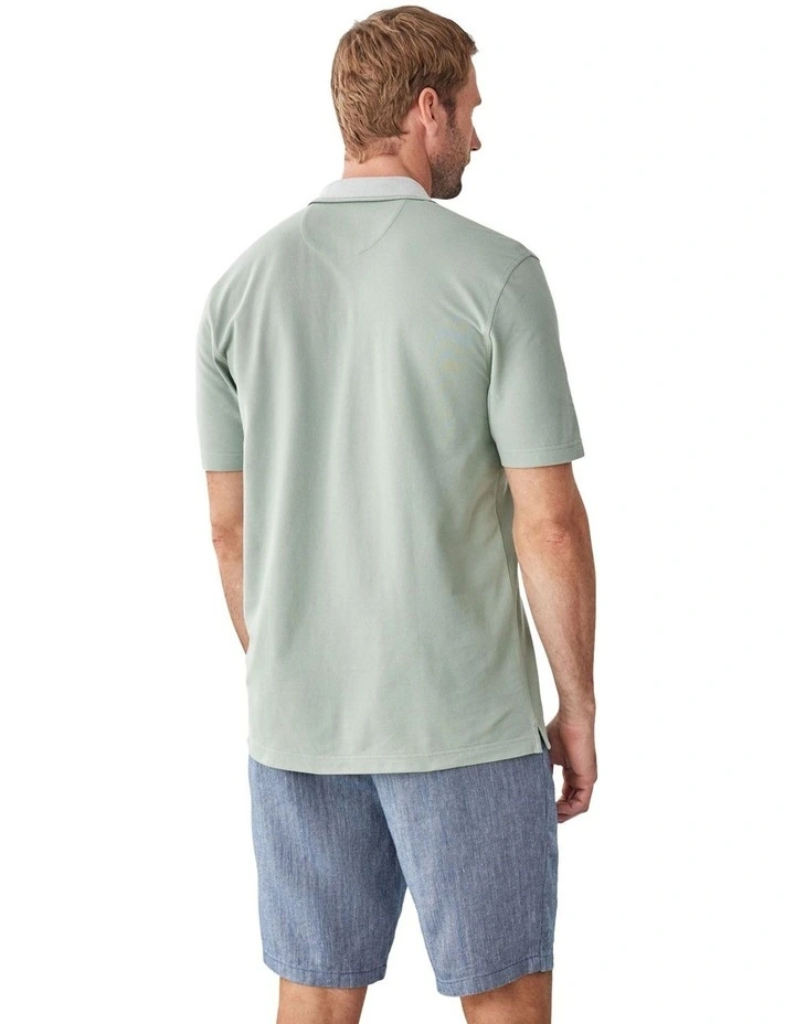 Oxford Zip Polo in Sage image 2