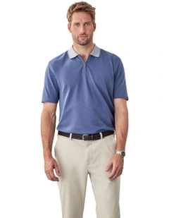 Oxford Zip Polo in Slate