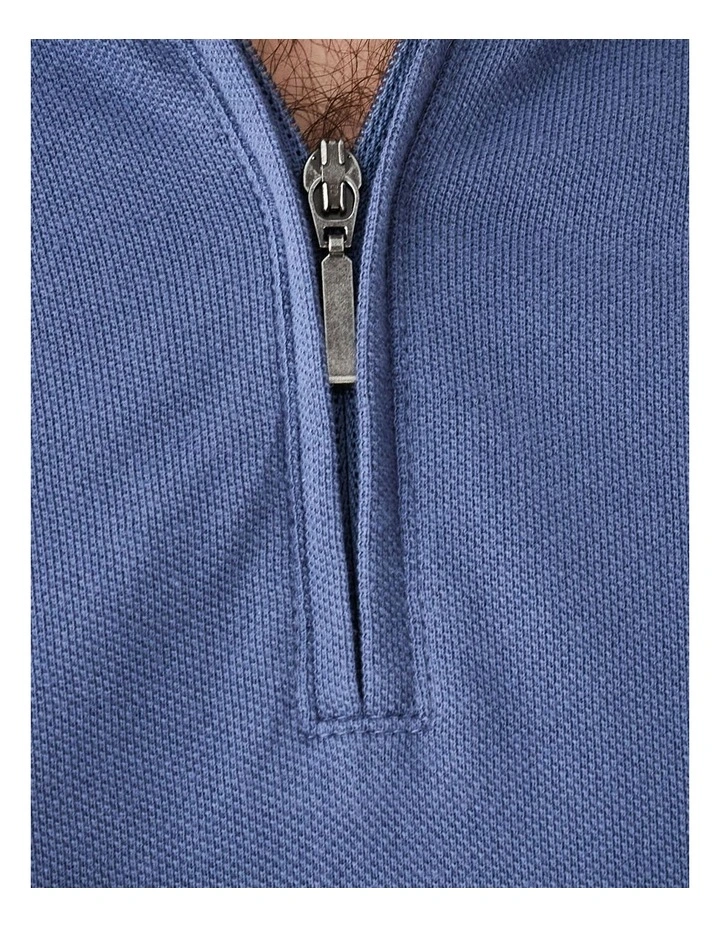 Oxford Zip Polo in Slate image 5