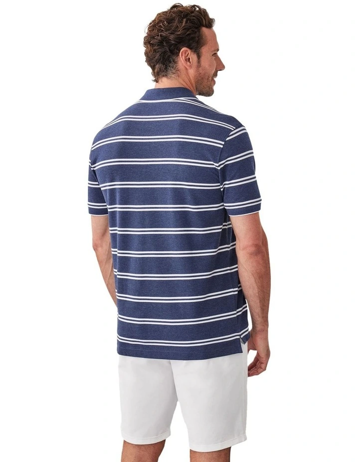 Multi Stripe Polo Shirt in Denim image 2