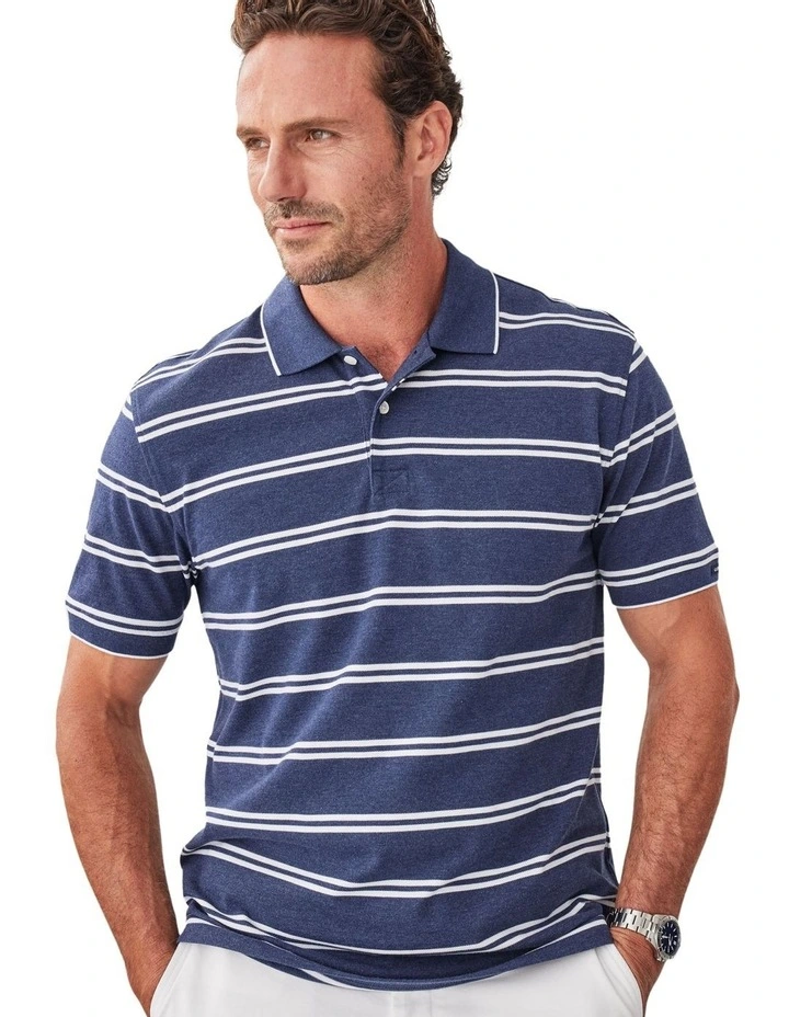 Multi Stripe Polo Shirt in Denim image 3