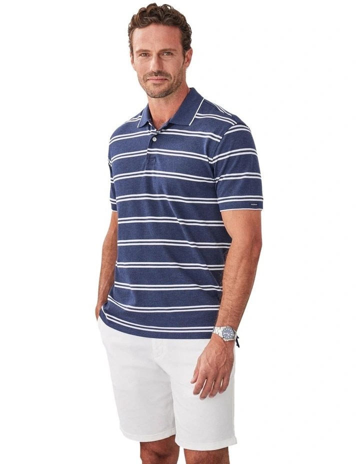 Multi Stripe Polo Shirt in Denim image 4