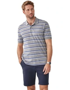 Stripe Polo Shirt in Grey Marle