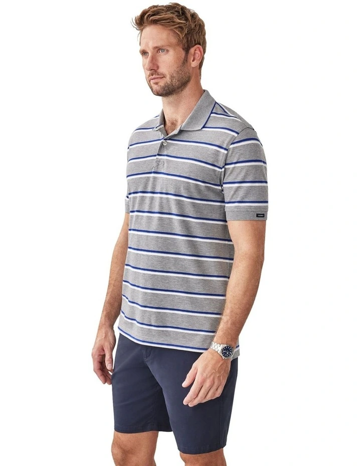 Stripe Polo Shirt in Grey Marle image 3