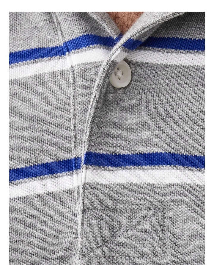 Stripe Polo Shirt in Grey Marle image 4