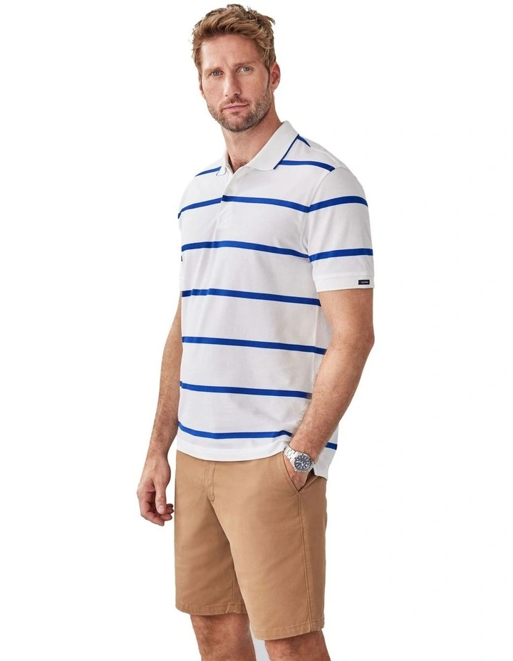 Stripe Polo Shirt in White image 1