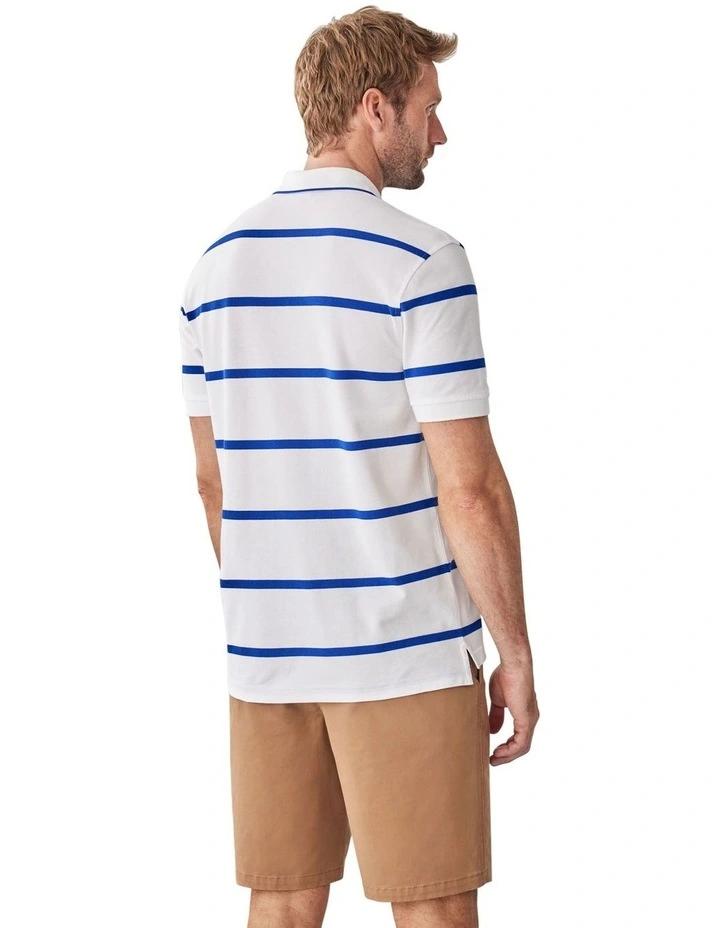 Stripe Polo Shirt in White image 2