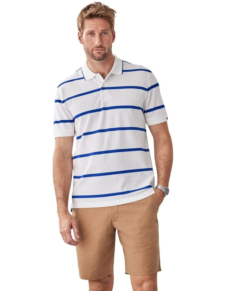 Stripe Polo Shirt in White image 4