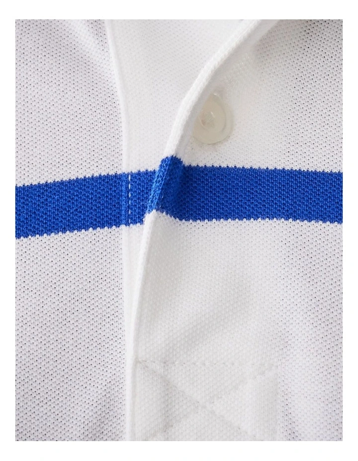 Stripe Polo Shirt in White image 5