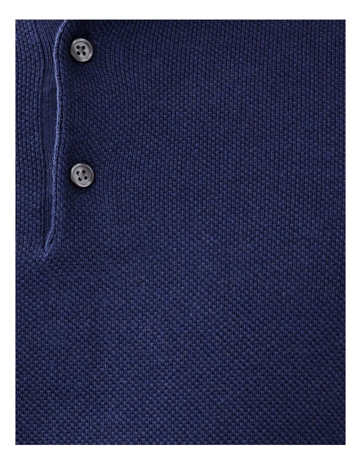 Textured Knit Polo in Denim image 6