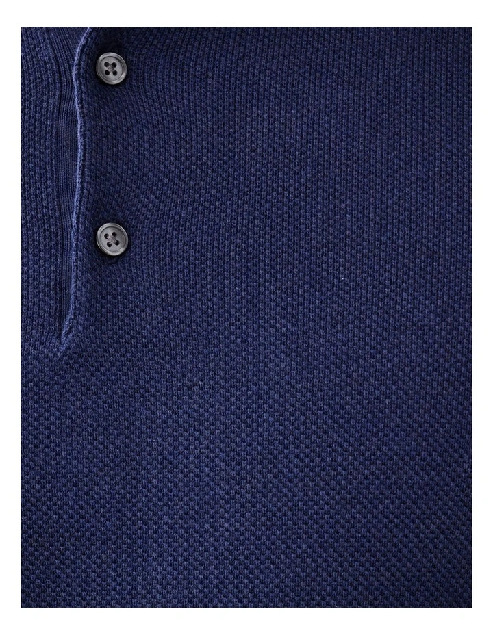 Textured Knit Polo in Denim image 6